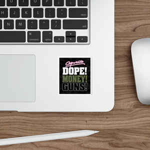 Die-Cut Sticker — "Copville" DOPE! MONEY! GUNS! Bold Urban Graphic