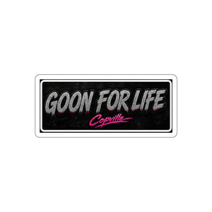 Goon For Life Retro Script Sticker (Black & Neon Pink)