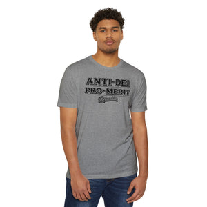 Anti-Dei Pro-Merit Graphic T-Shirt — Vintage Collegiate Script Tee