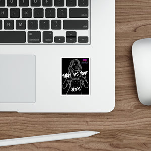 Show Us Your Hits Apex Collab Die-Cut Sticker — Retro Neon Music Girl Laptop Sticker
