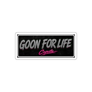 Goon For Life Retro Script Sticker (Black & Neon Pink)